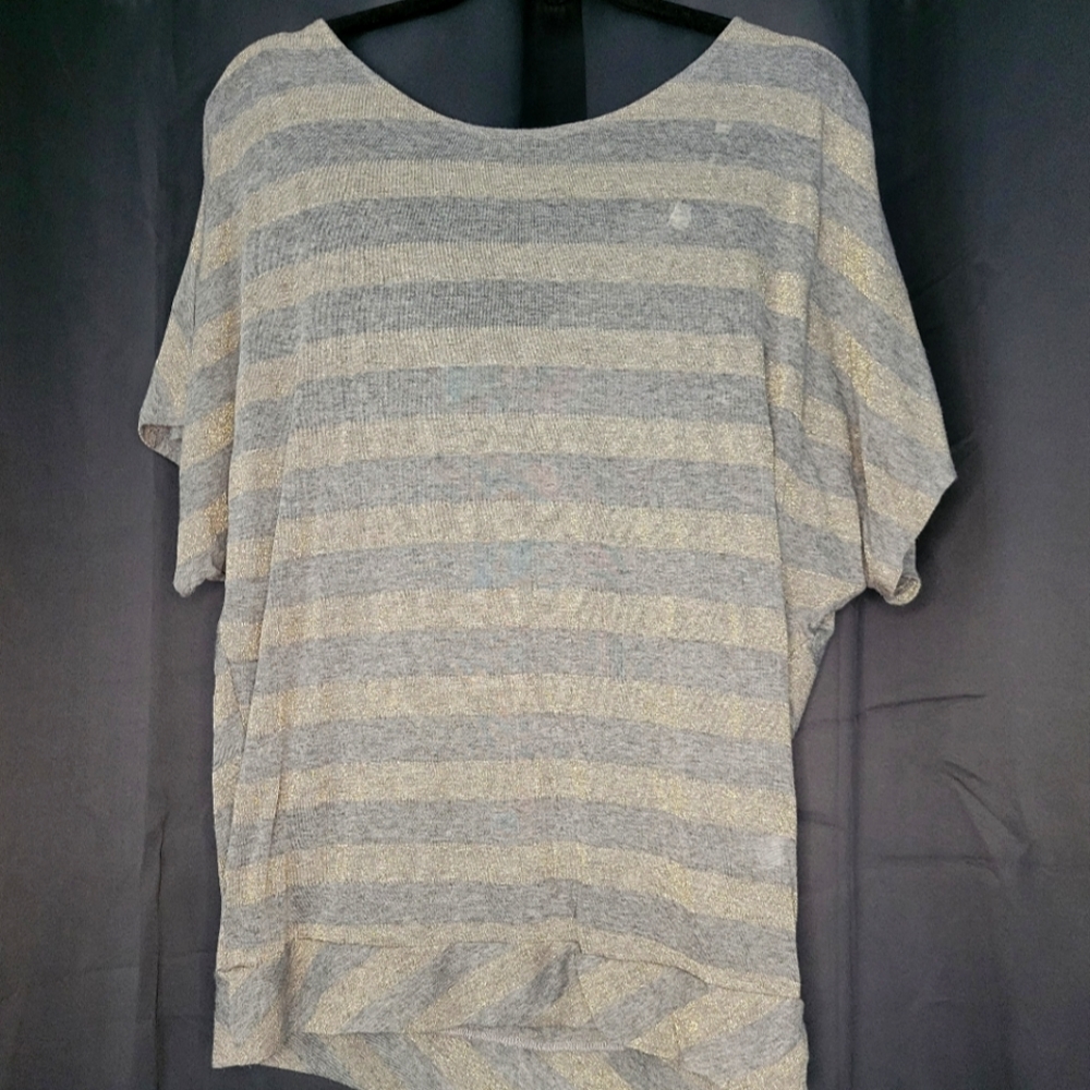 Cute Metallic Striped T with a Cowl Necked Back